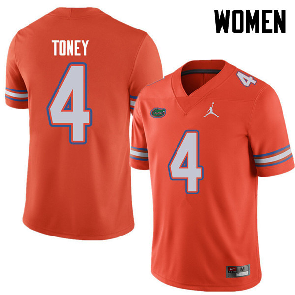 Jordan Brand Women #4 Kadarius Toney Florida Gators College Football Jerseys Sale-Orange - Click Image to Close